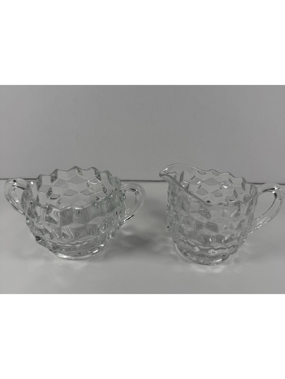 Vintage Fostoria American Creamer and Open Sugar Set